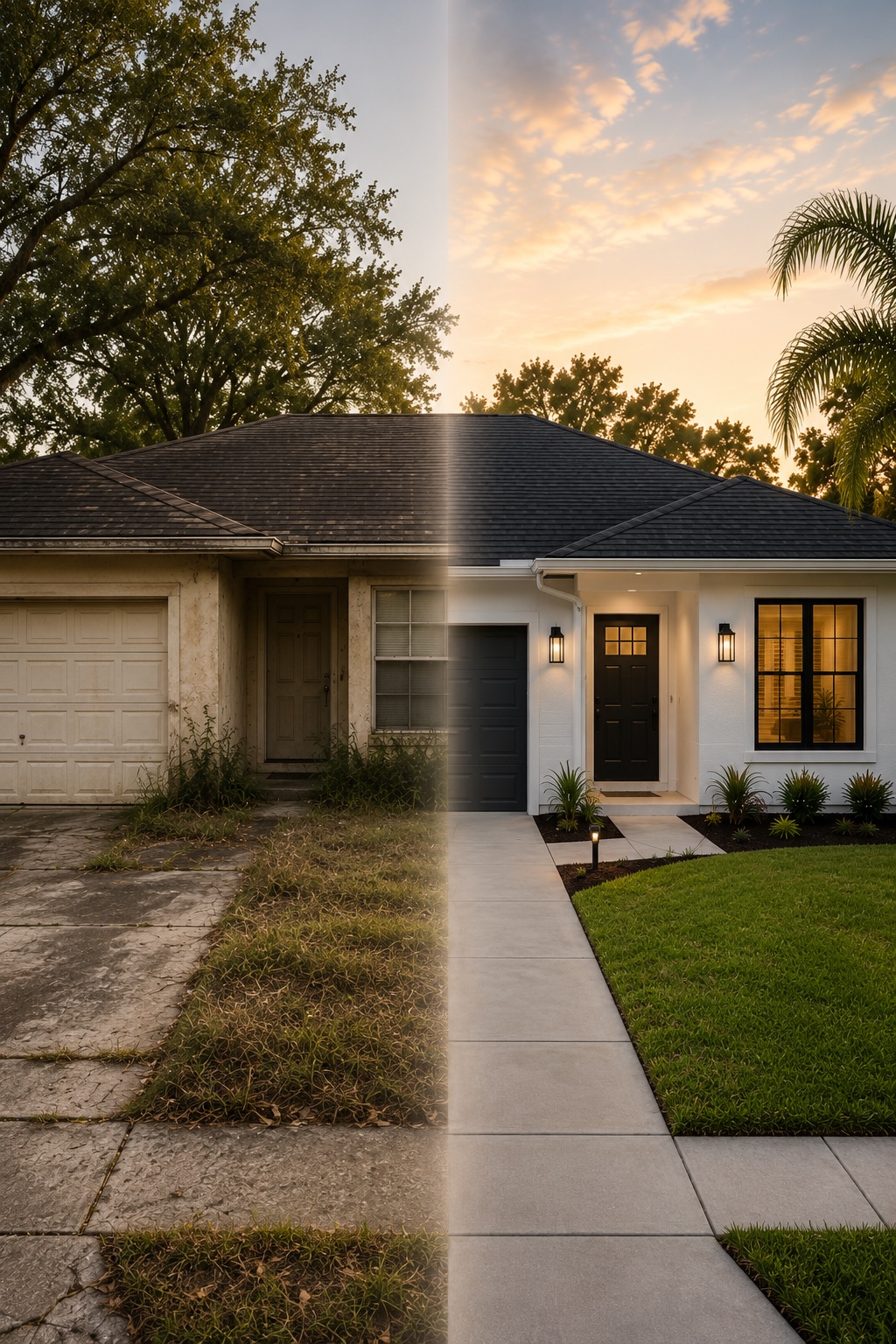 La misma casa unifamiliar de Florida antes y después de una renovación de Dealprop
